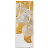 Gold und Weißballons zum Geburtstag Geschenktüte Für Weinflaschen (Vorderseite)
