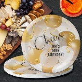 Gold und Weißballons zum Geburtstag Pappteller