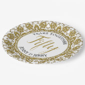 Gold- und Weißbuch-Platte Pappteller (Schrägansicht)