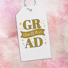 Gold- und weiße Abschlussfeier Geschenkanhänger