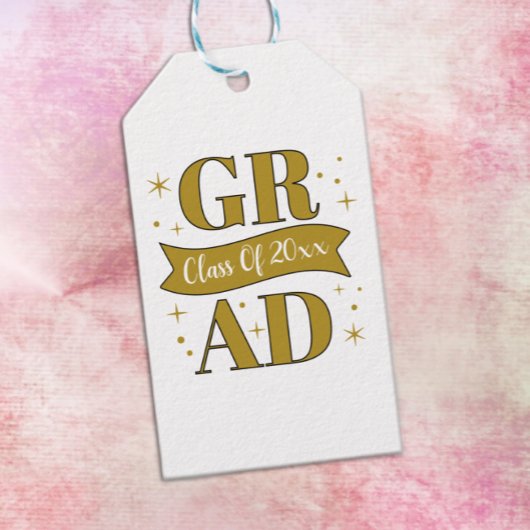 Gold- und weiße Abschlussfeier Geschenkanhänger