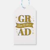 Gold- und weiße Abschlussfeier Geschenkanhänger (Vorderseite)