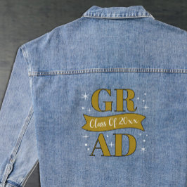 Gold- und weiße Abschlussfeier Jeansjacke
