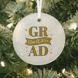 Gold- und weiße Abschlussfeier Ornament Aus Glas