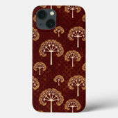 Gold und Weiße Bäume Muster auf Rot Case-Mate iPhone Hülle (Rückseite)