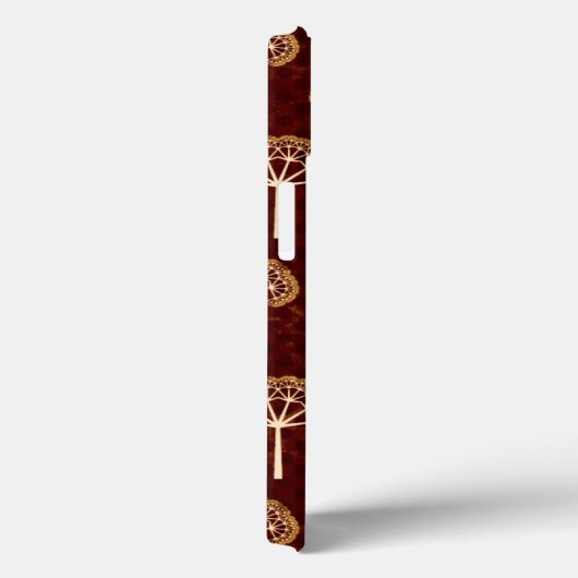 Gold und Weiße Bäume Muster auf Rot Case-Mate iPhone Hülle (Rückseite / Rechts)