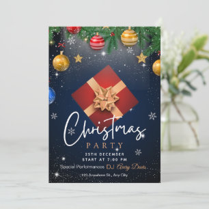 Gold- und weiße benutzerdefinierte Weihnachtsfeier Einladung