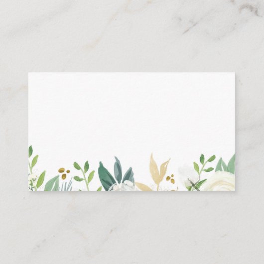 Gold und Weiße Blume Hochzeitsflatter Platzkarte (Rückseite)