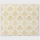 Gold und weiße Blumendampf Geschenkpapier (Flach)