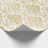 Gold und weiße Blumendampf Geschenkpapier (Ecke)