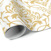 Gold und weiße Blumendampf Geschenkpapier (Rolleneckpunkt)