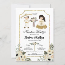 Gold und Weiße Blütenschwänze und Girl Bautizo