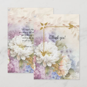 Gold- und weiße Dahlien Kerzenlicht Dankeskarte