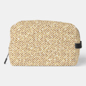 Gold und weiße Diagonalstreifen Herringbone Waschbeutel (Rückseite)