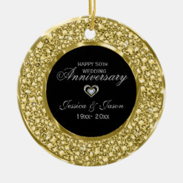 Gold und weiße Diamanten Silberherz Keramik Ornament