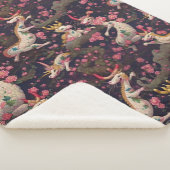 Gold und Weiße Drachen mit Kirschblüten Sherpadecke (3/4)