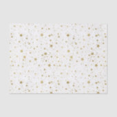 Gold und weiße funkelnde Sterne Seidenpapier (Vorderseite)