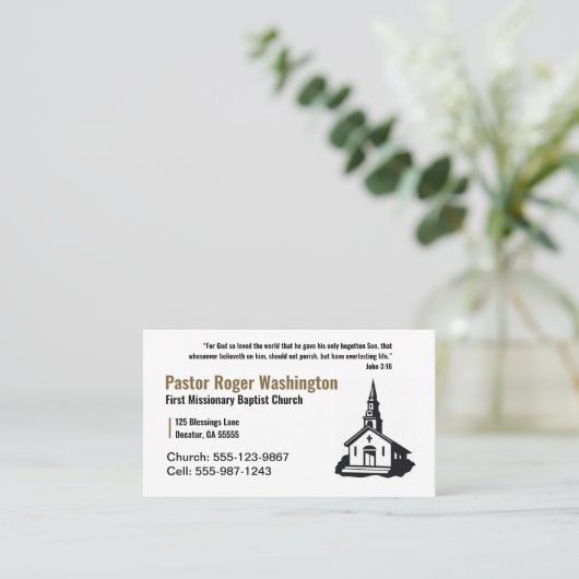 Gold und Weiße Kirchenpfleger - Visitenkarte (Stehend Vorderseite)