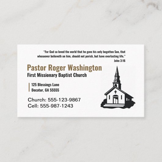 Gold und Weiße Kirchenpfleger - Visitenkarte (Vorderseite)