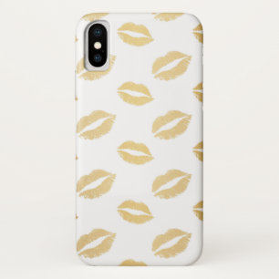 Gold und weiße kissbare Lippen Case-Mate iPhone Hülle