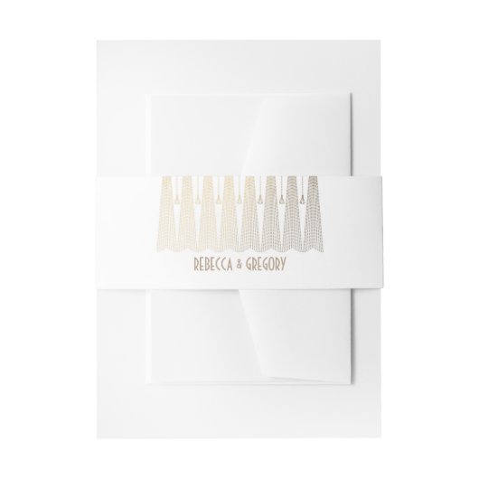 Gold und weiße Kunst-Deko Gatsby Hochzeit Einladungsbanderole (Vorderseite Beispiel)