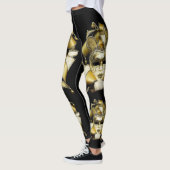 Gold und Weiße Mardi Gras Maske Leggings (Links)