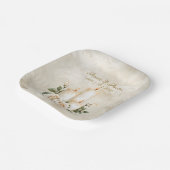 Gold und Weiße Rosen Candlelight Pappteller (Gewinkelt)