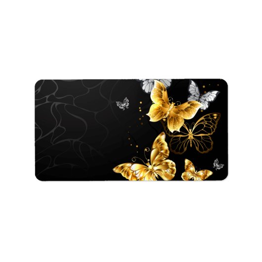 Gold und weiße Schmetterlinge Adressaufkleber (Vorne)