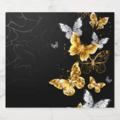 Gold und weiße Schmetterlinge Alkoholflaschenetikett (Einzelnes Label)