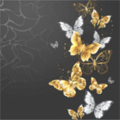 Gold und weiße Schmetterlinge Aufkleber (Vorderseite)