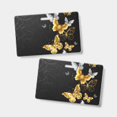 Gold und weiße Schmetterlinge Ausweis (Vorder- & Rückseite)