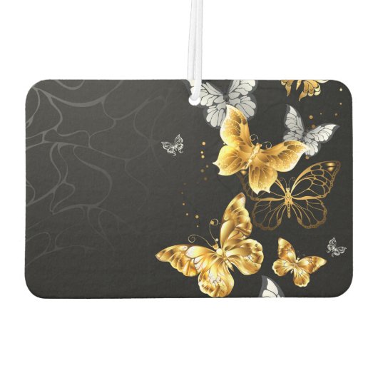 Gold und weiße Schmetterlinge Autolufterfrischer (Rückseite)