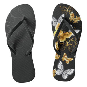 Gold und weiße Schmetterlinge Badesandalen