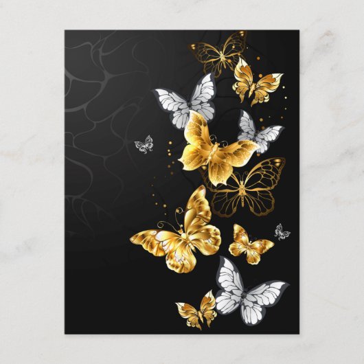 Gold und weiße Schmetterlinge Begleitkarte (Vorderseite)