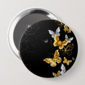 Gold und weiße Schmetterlinge Button (Vorne & Hinten)