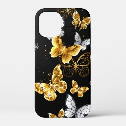 Gold und weiße Schmetterlinge Case-Mate iPhone Hülle (Rückseite)