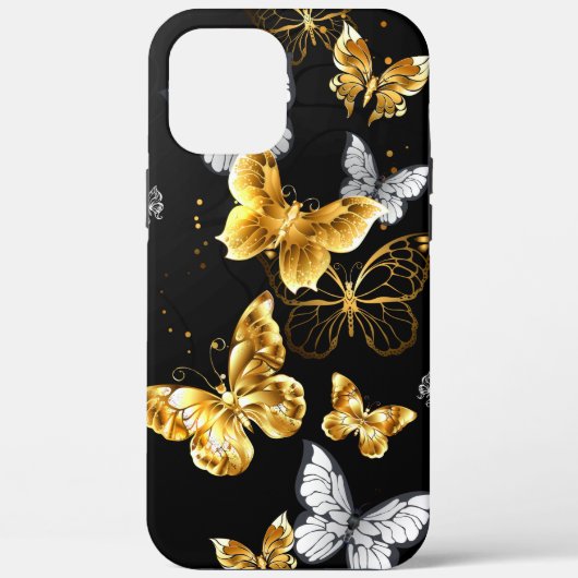 Gold und weiße Schmetterlinge Case-Mate iPhone Hülle (Rückseite)
