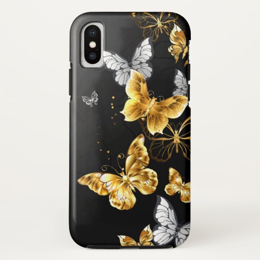 Gold und weiße Schmetterlinge Case-Mate iPhone Hülle (Rückseite)