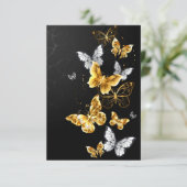Gold und weiße Schmetterlinge Dankeskarte (Stehend Vorderseite)