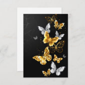 Gold und weiße Schmetterlinge Dankeskarte (Vorne/Hinten)