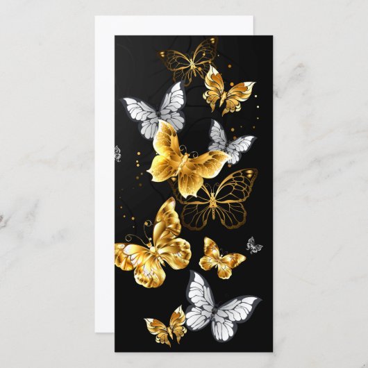 Gold und weiße Schmetterlinge Dankeskarte (Vorne/Hinten)