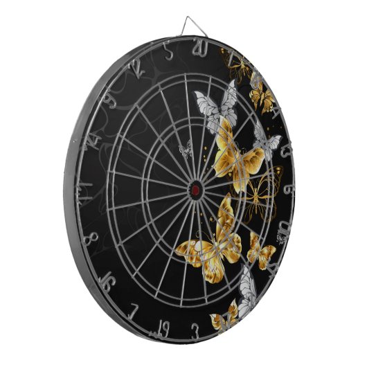 Gold und weiße Schmetterlinge Dartscheibe (Vorderseite Links)