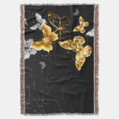 Gold und weiße Schmetterlinge Decke (Vorderseite Vertikal)