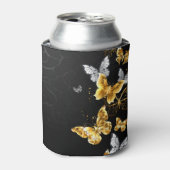 Gold und weiße Schmetterlinge Dosenkühler (Kanne Vorderseite)