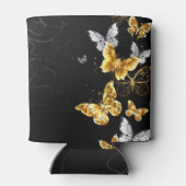 Gold und weiße Schmetterlinge Dosenkühler (Rückseite)