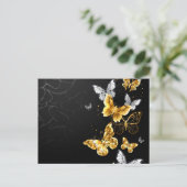 Gold und weiße Schmetterlinge Einladungspostkarte (Stehend Vorderseite)