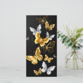 Gold und weiße Schmetterlinge Feiertagskarte (Stehend Vorderseite)