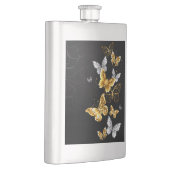 Gold und weiße Schmetterlinge Flachmann (Rechts)