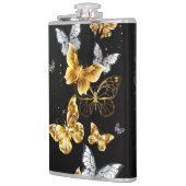 Gold und weiße Schmetterlinge Flachmann (Links)