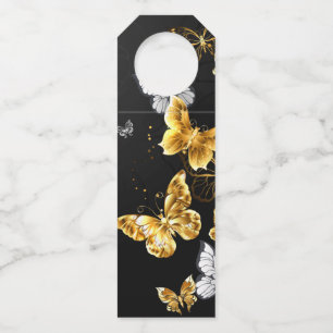 Gold und weiße Schmetterlinge Flaschenanhänger